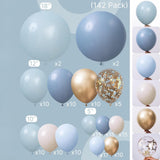 142 Pcs Dusty Blue Balloon Arch Kit Boho Garland Confetti Decor