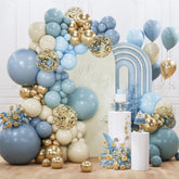 142 Pcs Dusty Blue Balloon Arch Kit Boho Garland Confetti Decor