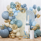 142 Pcs Dusty Blue Balloon Arch Kit Boho Garland Confetti Decor