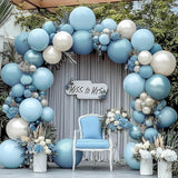 Dusty Blue Double Stuffed Balloon Arch Kit Slate Pastel Garland