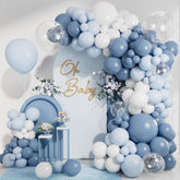 140 Pcs Dusty Blue Balloon Arch Kit Light Blue White Clear Garland