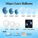146 Pcs Dusty Blue Balloon Arch Kit Light Blue White Garland Decor