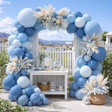 84 Pcs Dusty Blue Double Stuffed Balloon Arch Kit Garland Decor