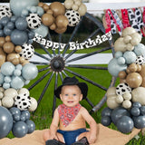 Cowboy Dusty Blue Balloon Arch Kit Light Blue Brown White Western Party Decor