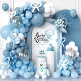 Dusty Blue Balloon Arch Kit 138 Pcs Blue White Garland Bow Party Decor Set