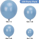 150 Pcs Dusty Blue Balloon Arch Kit Slate Blue Boho Baby Shower Party Decor