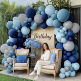 Navy Blue Balloon Arch Kit Double Stuffed Light Blue Grey Party Decor Set