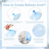 Pearl Blue White Balloon Arch Kit 128 Pcs Light Blue Silver Party Decor Set