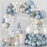 Dusty Blue White Balloon Arch Kit Slate Blue Ivory Party Decor Set Pieces