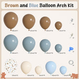 Dusty Blue Brown Balloon Arch Kit 142 Pcs Bear Baby Shower Party Decor Set
