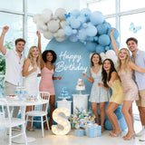 Dusty Blue Balloon Arch Kit Haze Blue Sand White Baby Shower Party Decor
