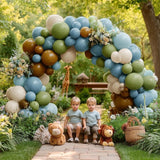 Dusty Blue Sage Green Balloon Arch Kit Woodland Bear Baby Shower Party Set