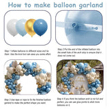 Dusty Blue Balloon Arch Kit 137 Pcs Blue White Gold Baby Shower Party Set