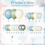 Pink Dusty Blue Green Balloon Arch Kit Mixed Size Baby Shower Party Decor
