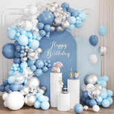Dusty Blue White Silver Balloon Arch Kit 167 Pcs Party Decor Set Pieces