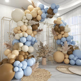 Dusty Blue Brown White Balloon Arch Kit 160 Pcs Neutral Party Decor Set