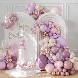 Purple Pink Balloon Arch Kit 132 Pcs Dusty Light Pink Gold Party Decor Set