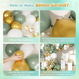 Sage Green White Gold Balloon Arch Kit 173 Pcs Party Decor Set Pieces