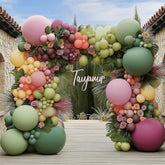 Green Pink Yellow Balloon Arch Kit Double Stuffed Forest Party Decor Set