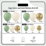 Sage Green Balloon Arch Kit Mixed Size White Sand Gold Party Decor Set