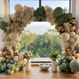 Sage Green Balloon Arch Kit Mixed Size White Sand Gold Party Decor Set