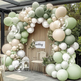 Dusty Green White Balloon Arch Kit Sage Olive Cream Balloons Party Decor