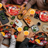 Hibachi Party Tableware Set Disposable Plates Cups Napkins Serve 24 Guests