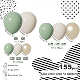 Sage Green Balloon Arch Kit 155 Pcs Olive White Gold Party Decor Set