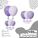 Purple Balloon Arch Kit 155 Pcs Lavender Light Party Decor Set