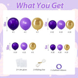 Purple Gold Balloon Arch Kit 113 Pcs Lavender Party Decor Set