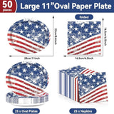 Oval Paper Plates and Napkins Patriotic Tableware Party Set