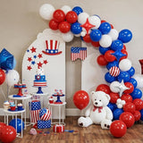 Red White Blue Balloon Arch Kit with Star Balloons for Patriotic Party Decor
