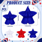 6 Piece Patriotic Honeycomb Centerpieces for Fourth of July Party Decor