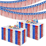 6 Piece Patriotic Fringe Banner and Tinsel Skirt Set for Party Decorations