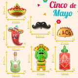 9PCS Fiesta Party Decorations Cactus Taco Cinco De Mayo Balloons Party Supplies
