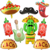 9PCS Fiesta Party Decorations Cactus Taco Cinco De Mayo Balloons Party Supplies