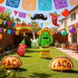 9PCS Fiesta Party Decorations Cactus Taco Cinco De Mayo Balloons Party Supplies