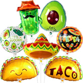 7Pcs Mexican Fiesta Balloon Set Taco Birthday Party Decorations Fiesta Decor Kit