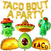 22Pcs Taco Fiesta Balloons Cinco De Mayo Cactus Party Decorations Set Kit