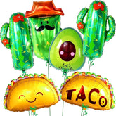 6Pcs Mexican Fiesta Balloons Taco Cactus Cinco De Mayo Party Decorations