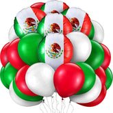 100Pcs Mexican Fiesta Balloons Red Green White Latex Mexico Flag Party Set
