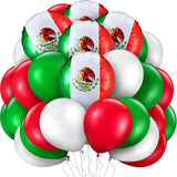 100Pcs Mexican Fiesta Balloons Red Green White Latex Mexico Flag Party Set