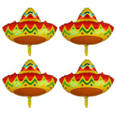 4Pcs Fiesta Sombrero Foil Balloons Cinco De Mayo Taco Party Decor Mylar Set