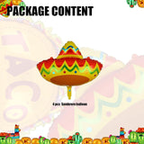 4Pcs Fiesta Sombrero Foil Balloons Cinco De Mayo Taco Party Decor Mylar Set