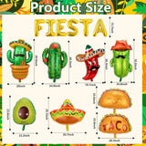 14Pcs Fiesta Balloon Set Taco Cactus Avocado Sombrero Banner Party Decor Kit
