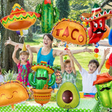 14Pcs Fiesta Balloon Set Taco Cactus Avocado Sombrero Banner Party Decor Kit