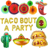 20Pcs Fiesta Balloon Set Taco Cactus Avocado Sombrero Cinco De Mayo Party Kit