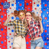 5 Pack Patriotic Star Tinsel Fringe Curtains for Party Backdrop Décor