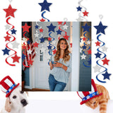 Patriotic Star Swirl Garland Banner Hanging Decorations for Party Décor