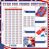2 Pack Patriotic Foil Fringe Curtains with Flag Banner Backdrop